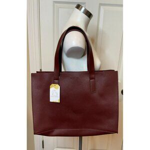 Rachel Zoe Wine Arialith Bordo Vegan Faux Leather Tote Shoulder Bag
